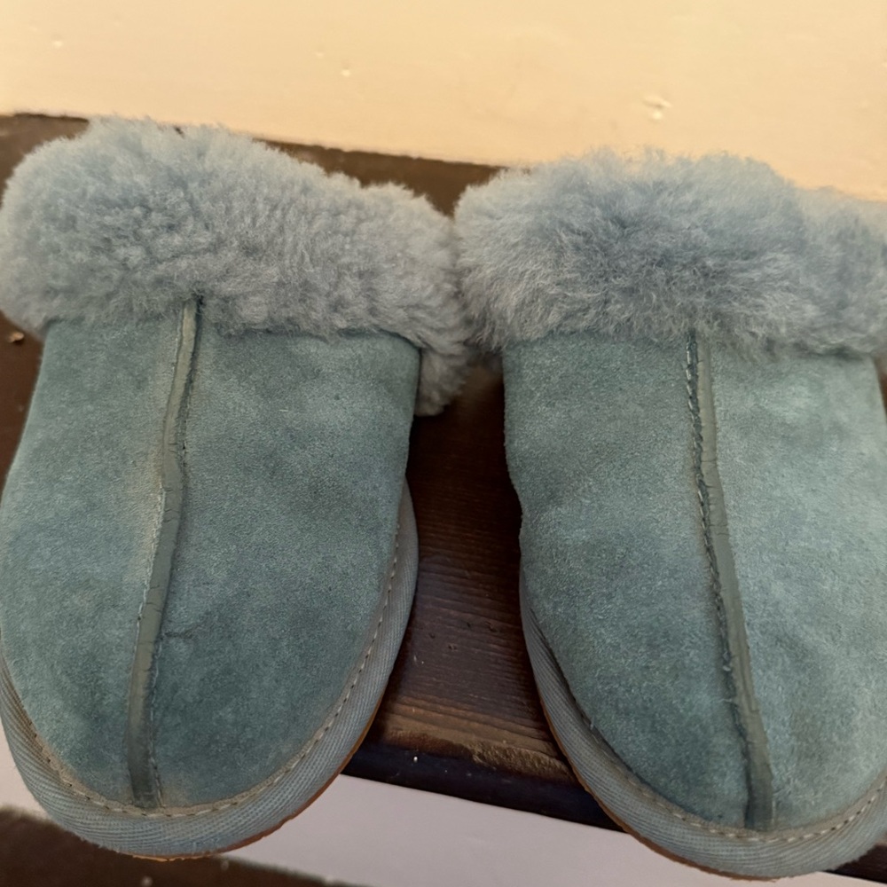 UGG Light Blue Shearling Slippers